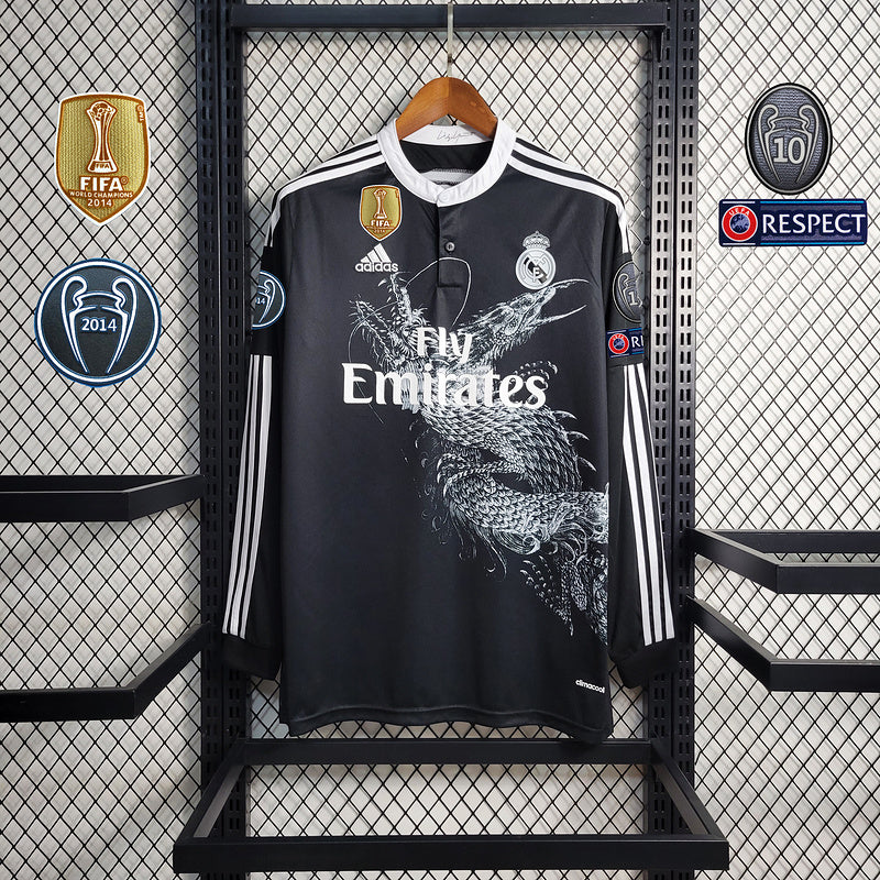 Camisa Retrô Real Madrid 2014 Manga Longa - Com Patch UCL