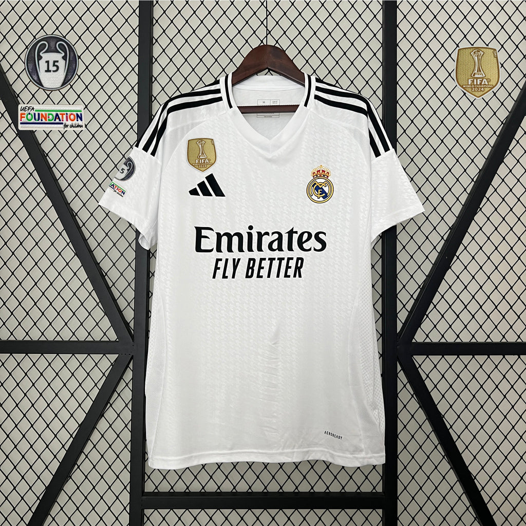 Camisa Home Real Madrid 2024/25 – Com Patch UCL 15