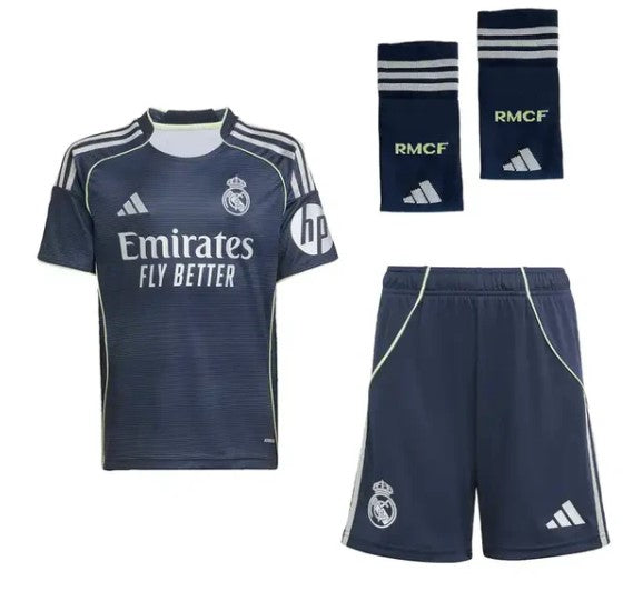Kit Real Madrid Fora de Casa 2025/26 - Infantil (com Meias)