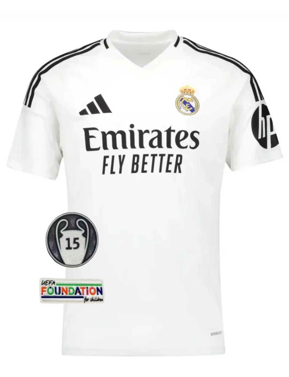Camisa Home Real Madrid 2024/25 – Com Patch UCL 15